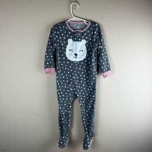 3/$10 Carter’s Footed Fleece Polka Dots Bear Pajamas Sz 3T
